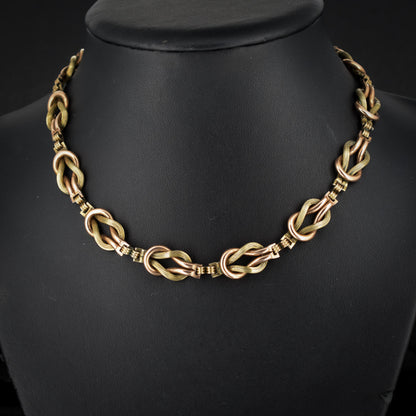 Vintage Gold on Silver Knot Link Chain Necklace | 15.25"