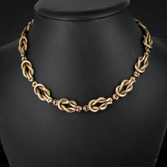 Vintage Gold on Silver Knot Link Chain Necklace | 15.25"