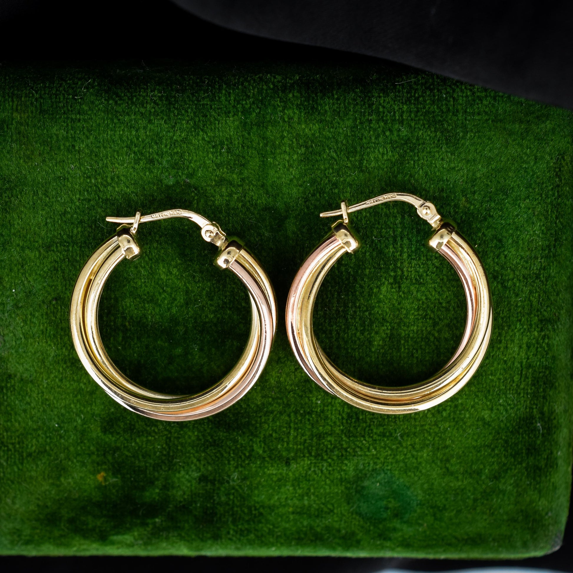 Vintage 9ct Multi-Tone Gold Hoop 'Hoops' Earrings