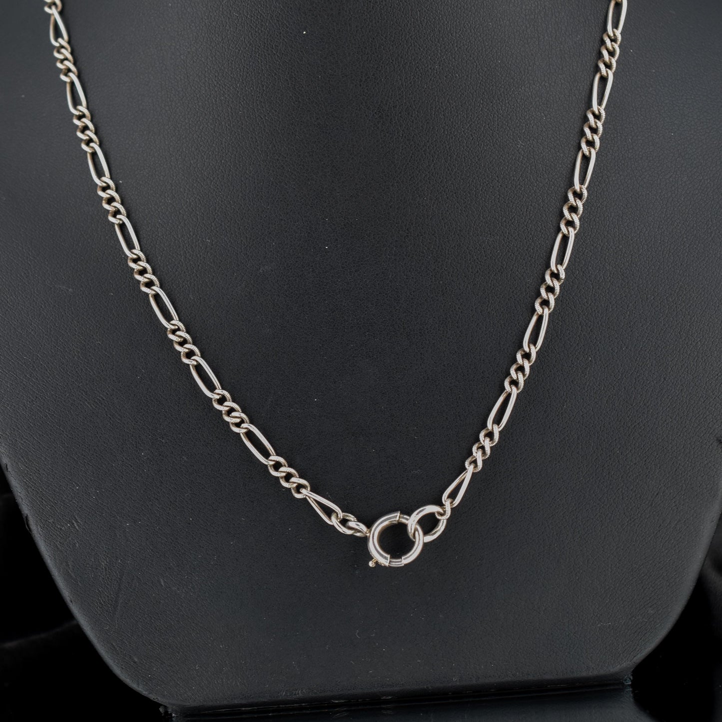 Antique Sterling Silver Figaro Long Chain Necklace – 21″