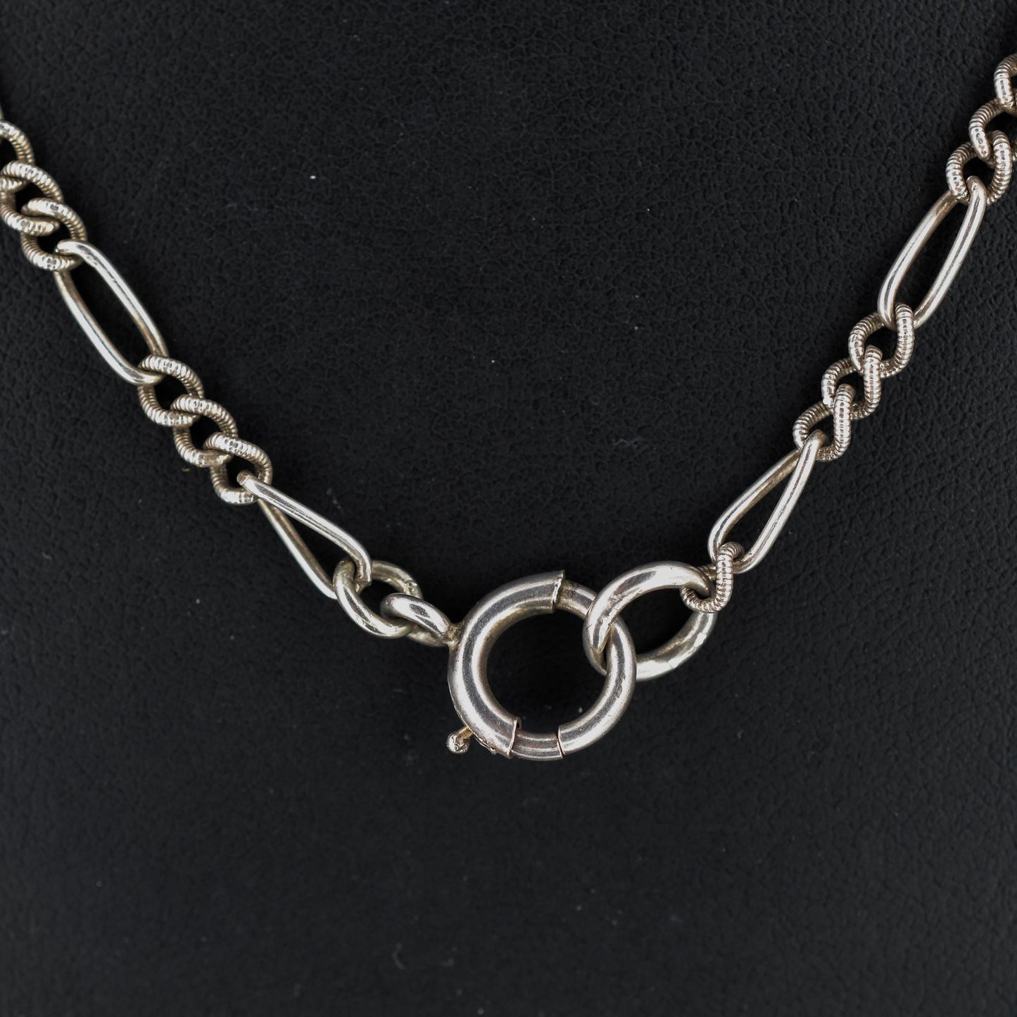 Antique Sterling Silver Figaro Long Chain Necklace – 21″