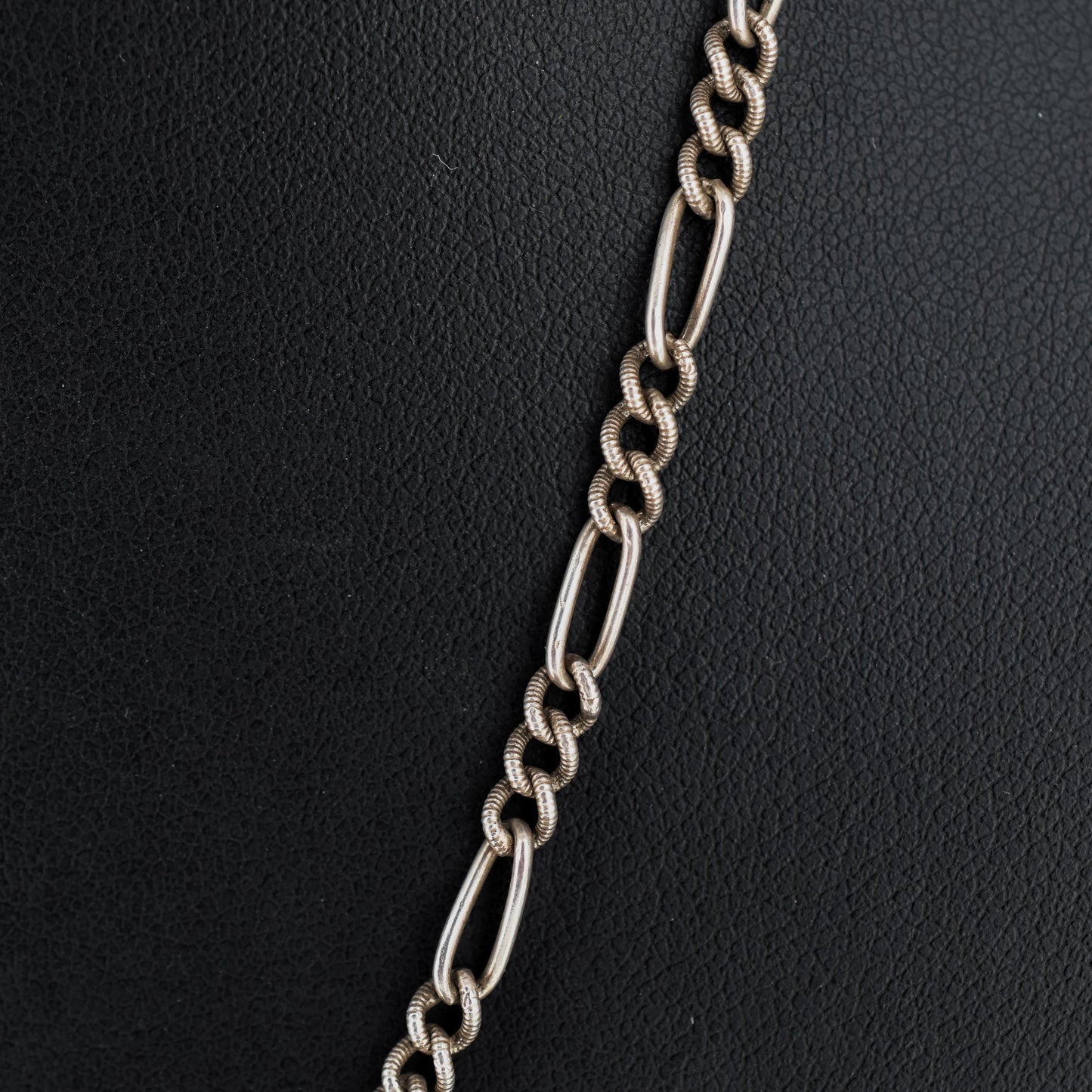 Antique Sterling Silver Figaro Long Chain Necklace – 21″