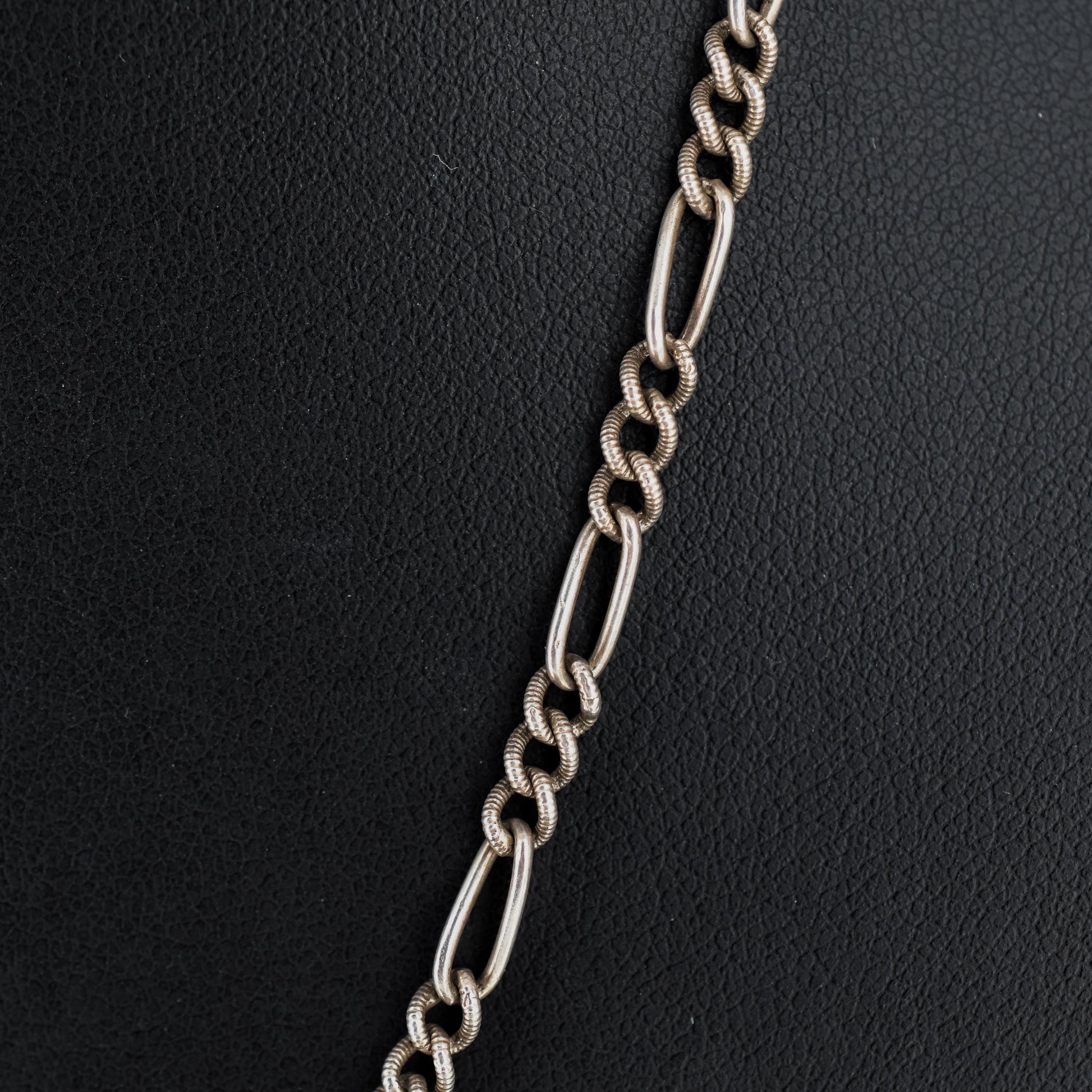 Antique Sterling Silver Figaro Long Chain Necklace – 21″