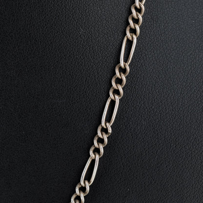 Antique Sterling Silver Figaro Long Chain Necklace – 21″