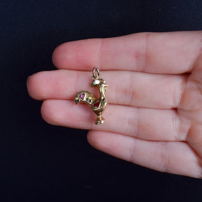 Vintage Portuguese 'Galo de Barcelos' Rooster Gold Charm Pendant