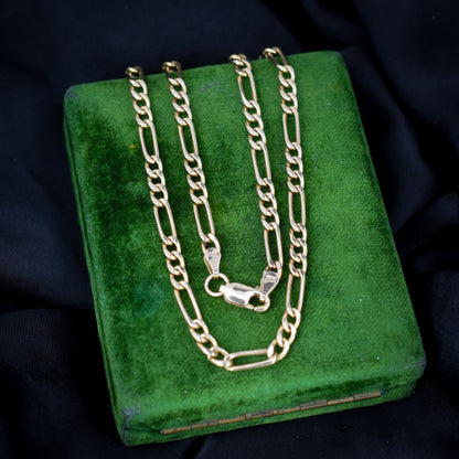 Vintage 9ct Yellow Gold Figaro 18″ Long Chain Necklace