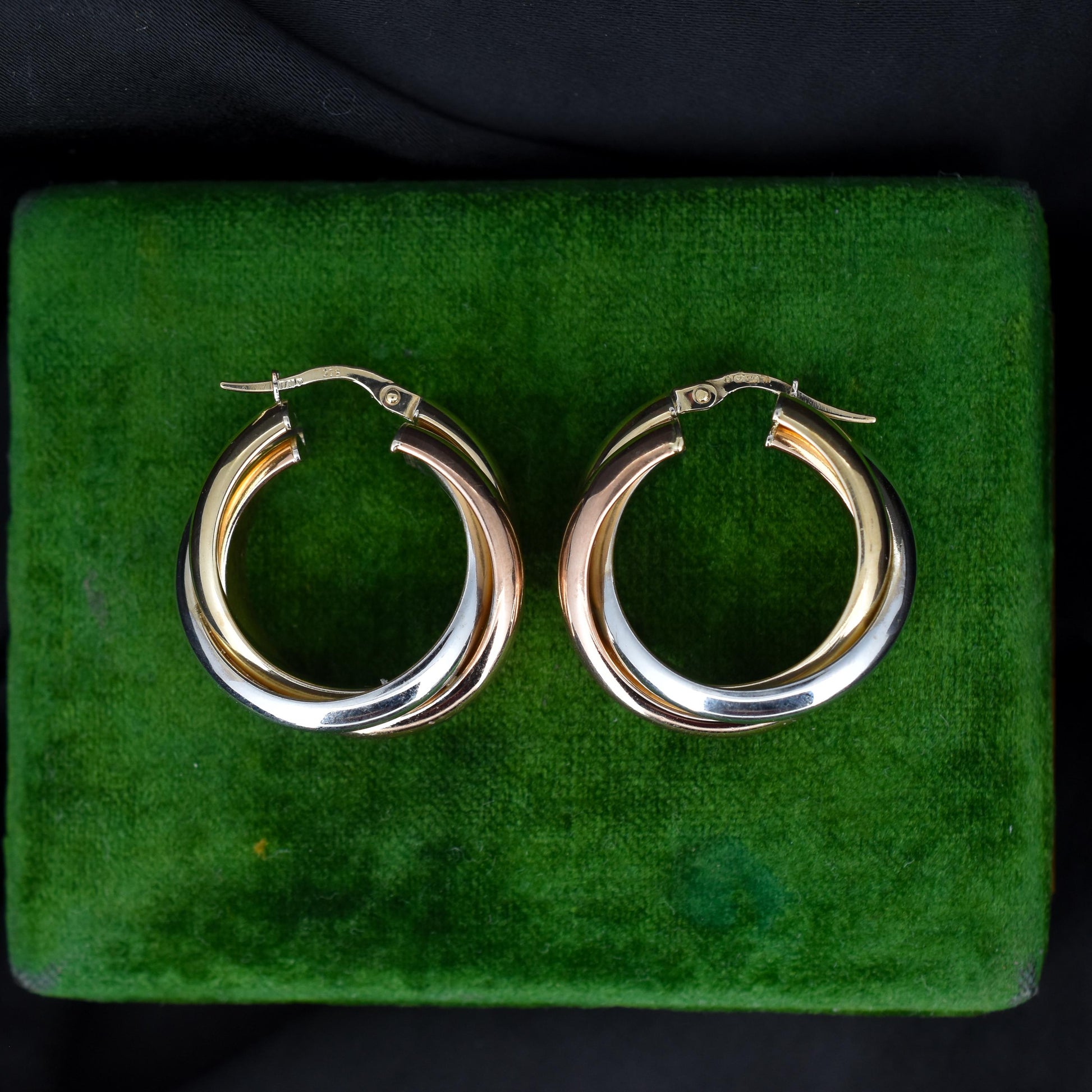 Vintage 9ct Multi-Tone Gold Hoop 'Hoops' Earrings