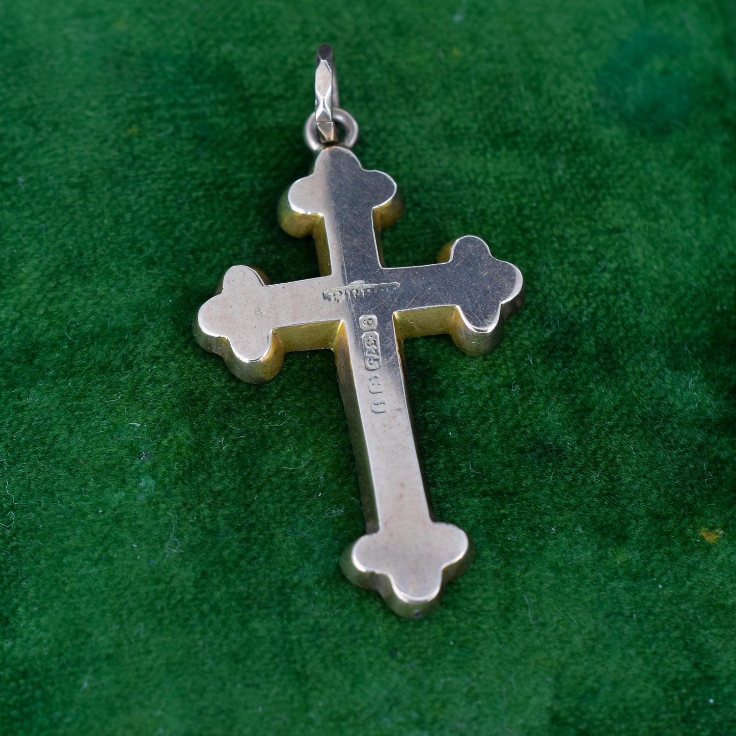 Antique Edwardian 9ct Gold Engraved Cross Pendant | Birmingham 1908