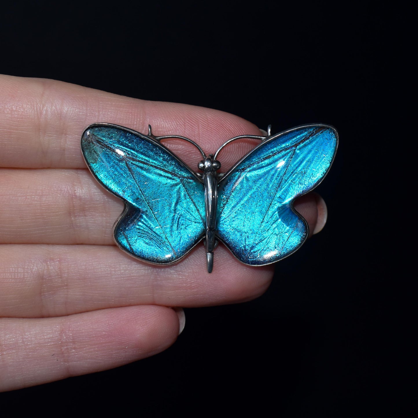 Antique Art Deco Sterling Silver Butterfly Wing Butterfly Brooch Pin