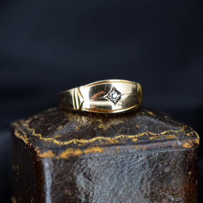 Antique Victorian Old Cut Diamond 18ct Gold Ring Band | Dated 1892