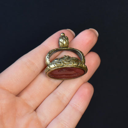 Antique Intaglio 'Tallyho' Fox Pinchbeck Fob Seal Pendant | Georgian