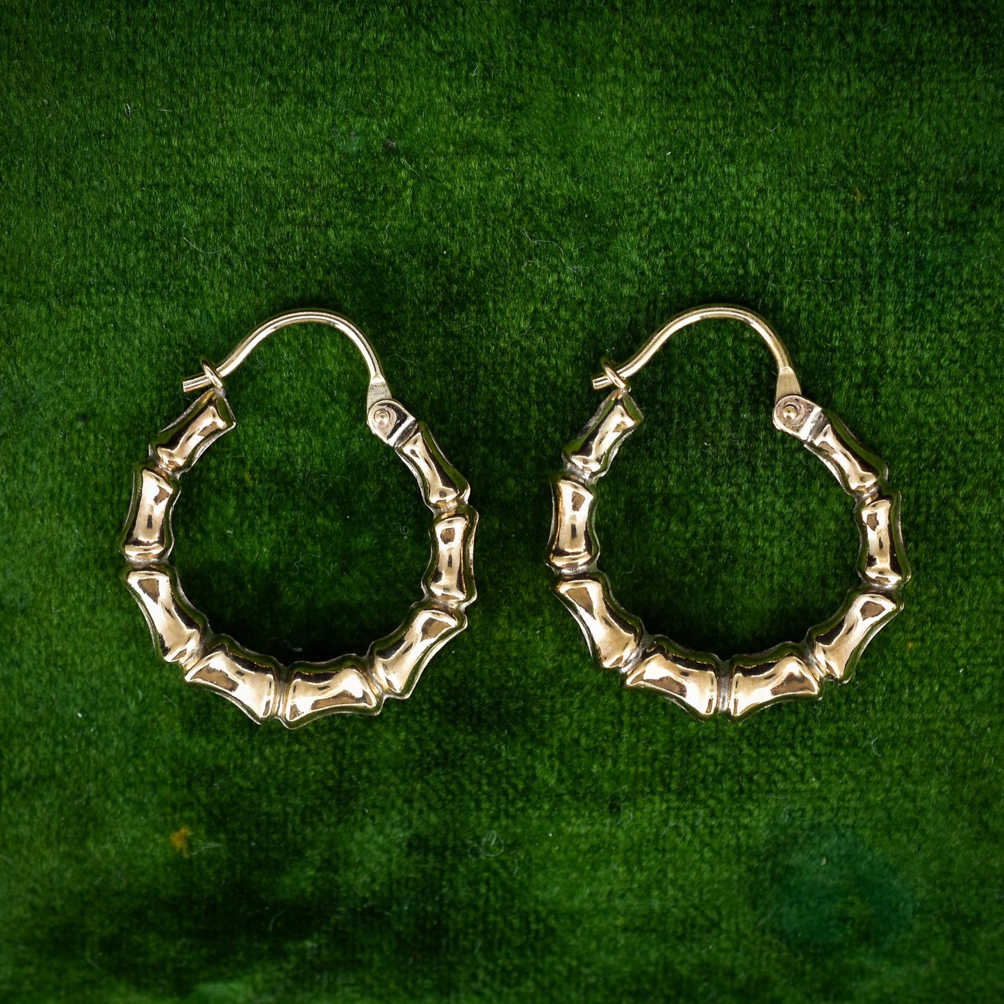 Vintage 9ct Yellow Gold Bamboo Hoop 'Hoops' Earrings