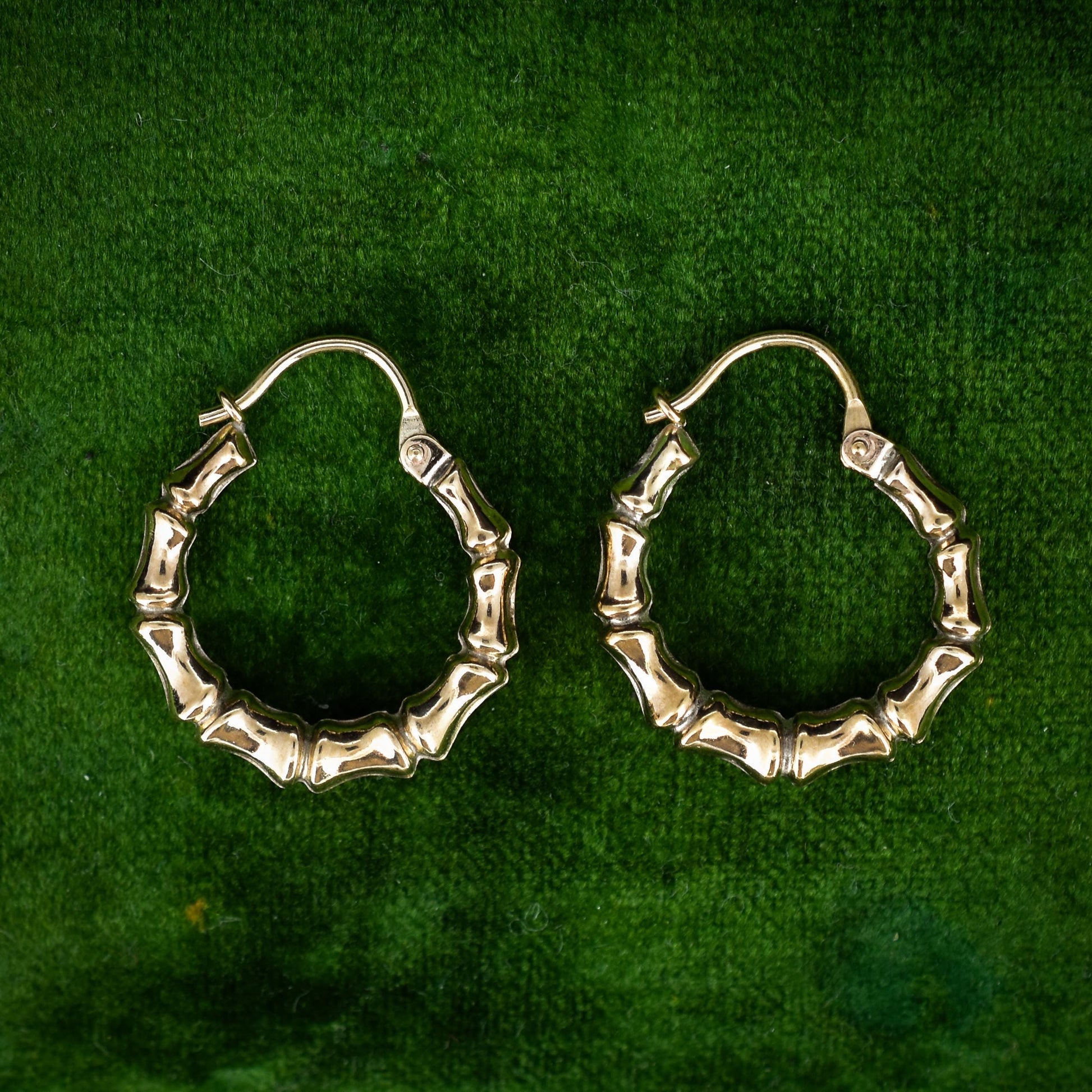 Vintage 9ct Yellow Gold Bamboo Hoop 'Hoops' Earrings