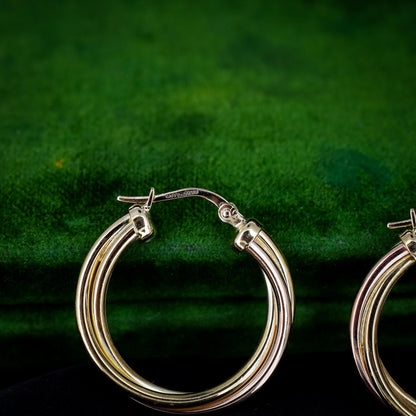 Vintage 9ct Multi-Tone Gold Hoop 'Hoops' Earrings