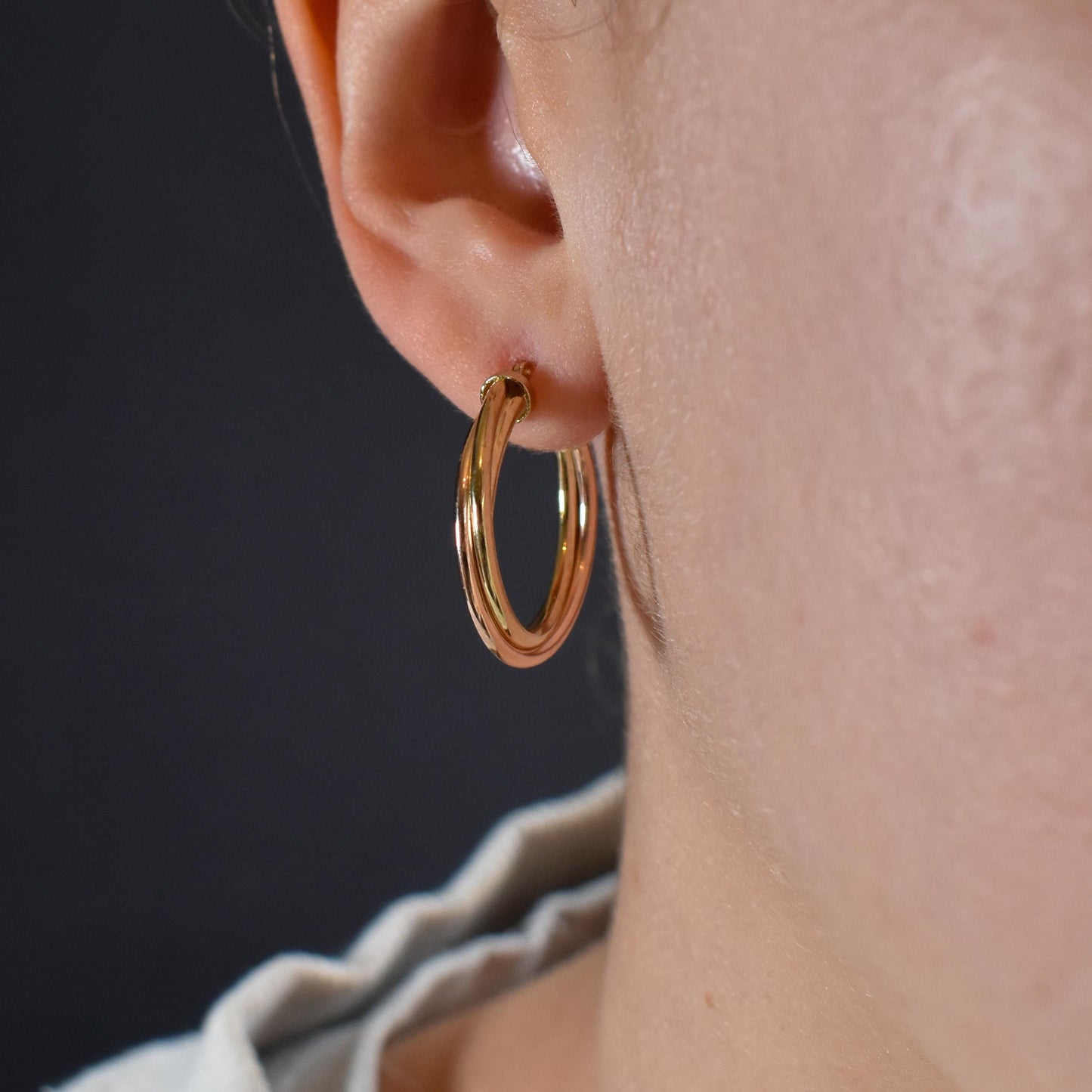 Vintage 9ct Multi-Tone Gold Hoop 'Hoops' Earrings