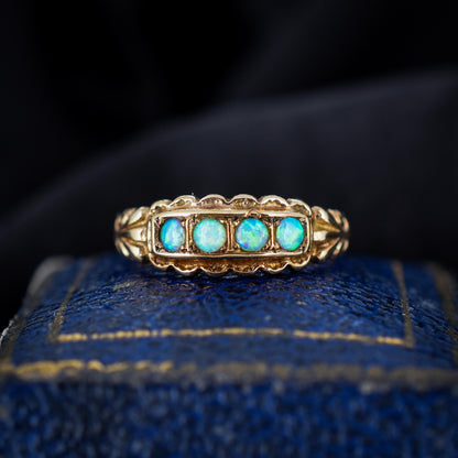 Pre-loved Opal Four Stone 9ct 9K Yellow Gold Stacking Band Ring