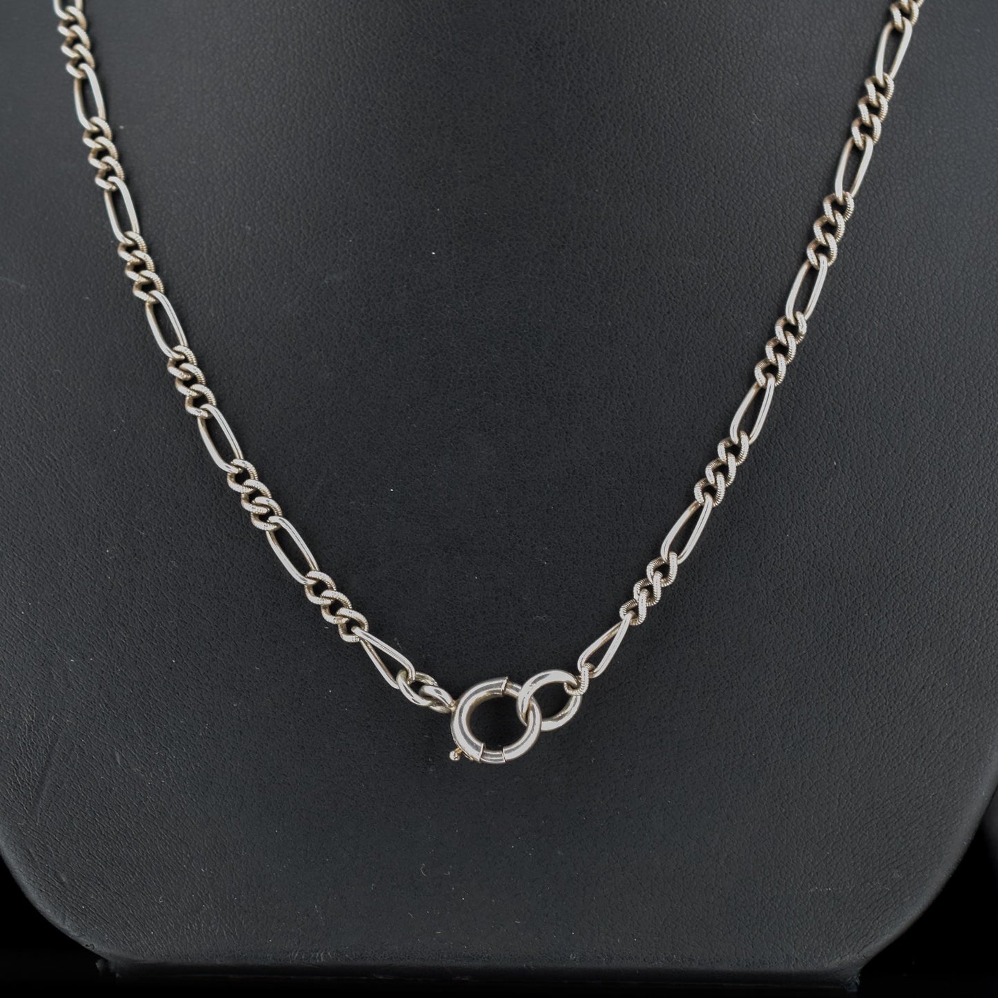 Antique Sterling Silver Figaro Long Chain Necklace – 21″