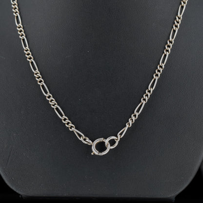 Antique Sterling Silver Figaro Long Chain Necklace – 21″