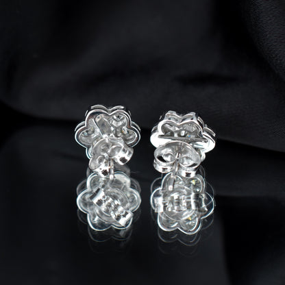 Diamond Daisy 18ct White Gold Flower Cluster Stud Earrings