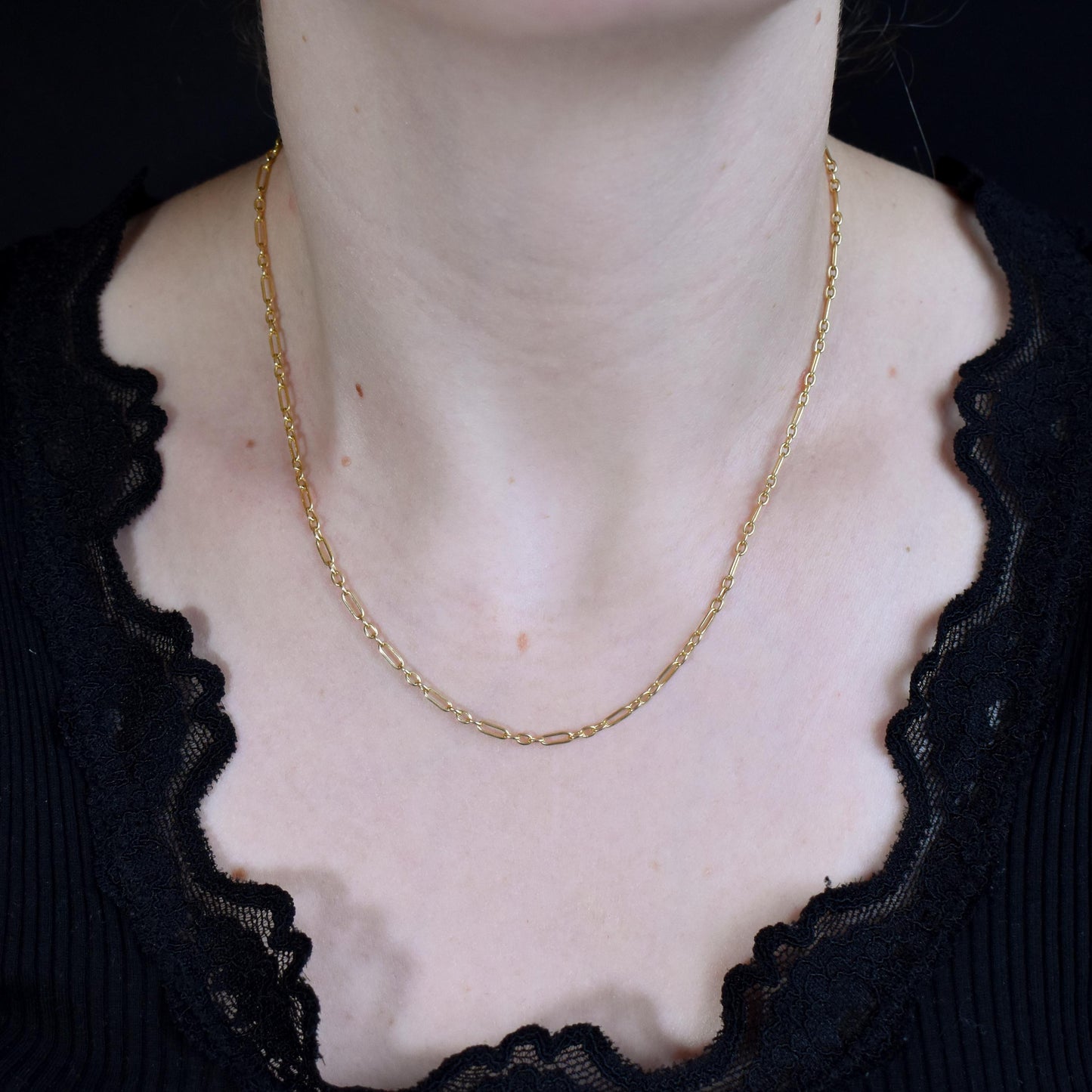 Antique Victorian 15ct Gold Short Chain Necklace with Barrel Clasp | 16.5"