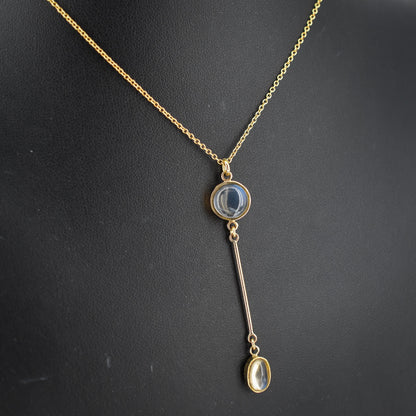 Antique Moonstone Gold Drop Pendant Necklace | 16"