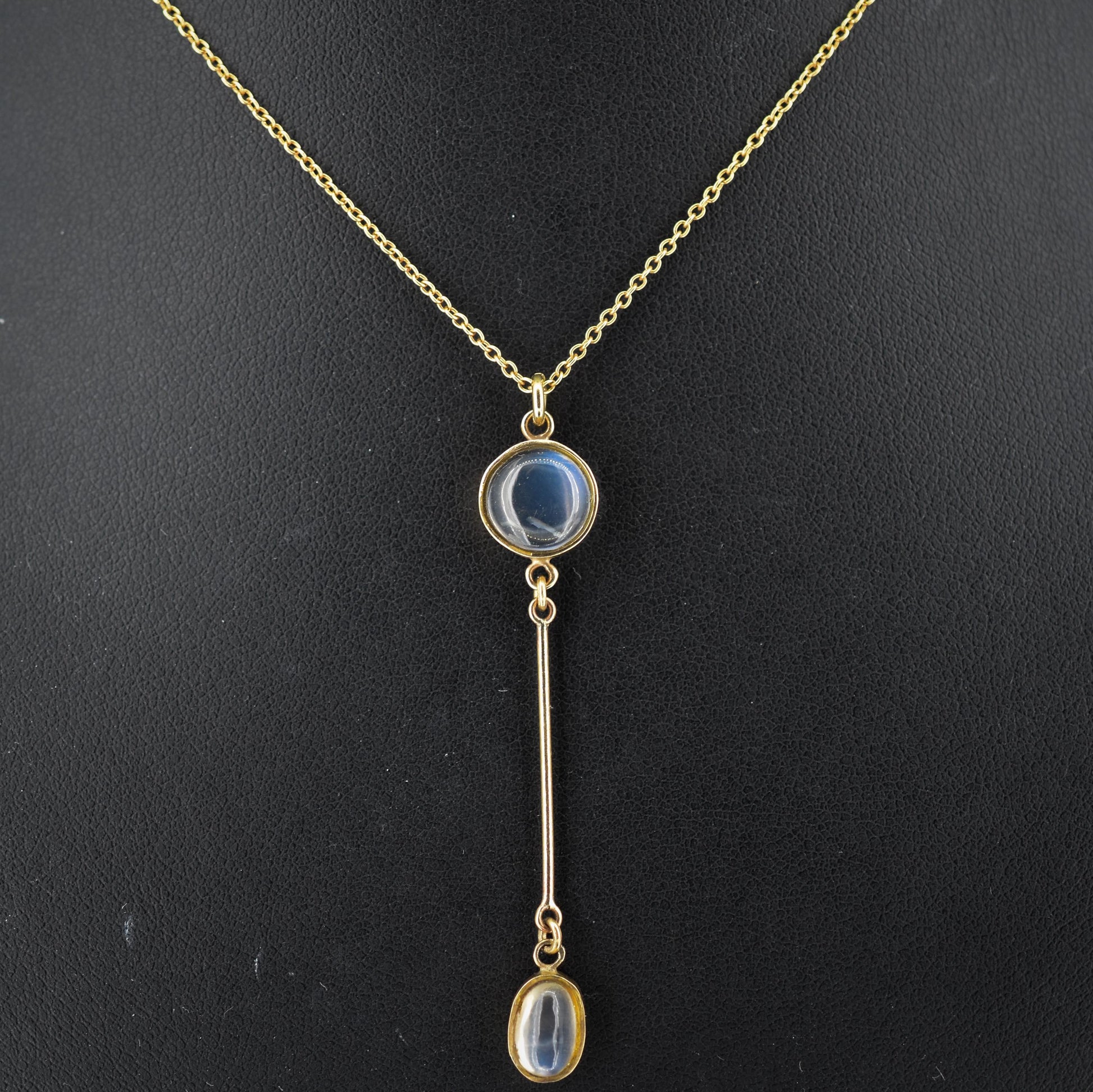 Antique Moonstone Gold Drop Pendant Necklace | 16"