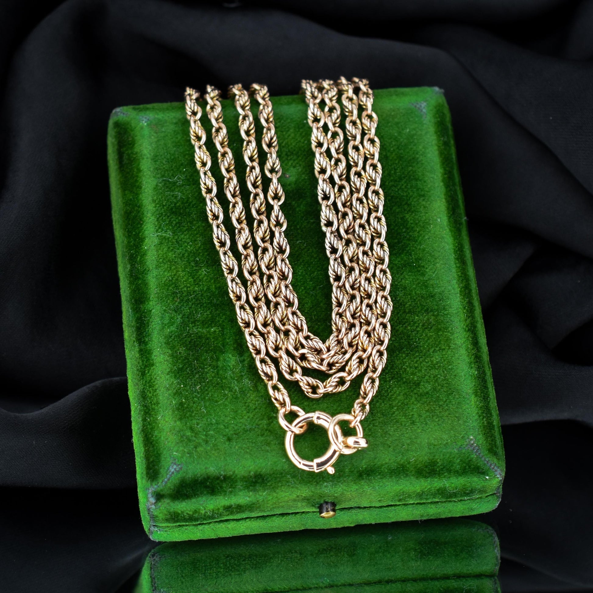 Antique 9ct Gold Fetter Link Chain Necklace 28" Length