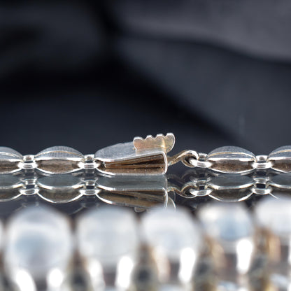 Antique Cabochon Moonstone Sterling Silver Bracelet