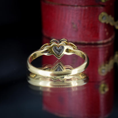 Vintage Diamond Heart Solitaire 18ct Gold and Platinum Ring