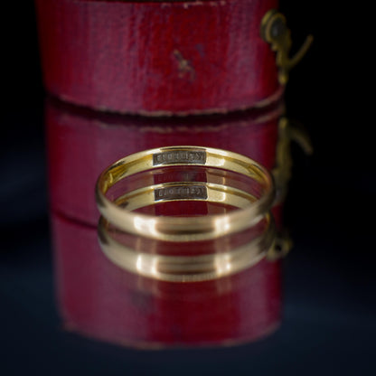 Vintage '1939' 22ct Yellow Gold Plain Stacking Wedding Band Ring