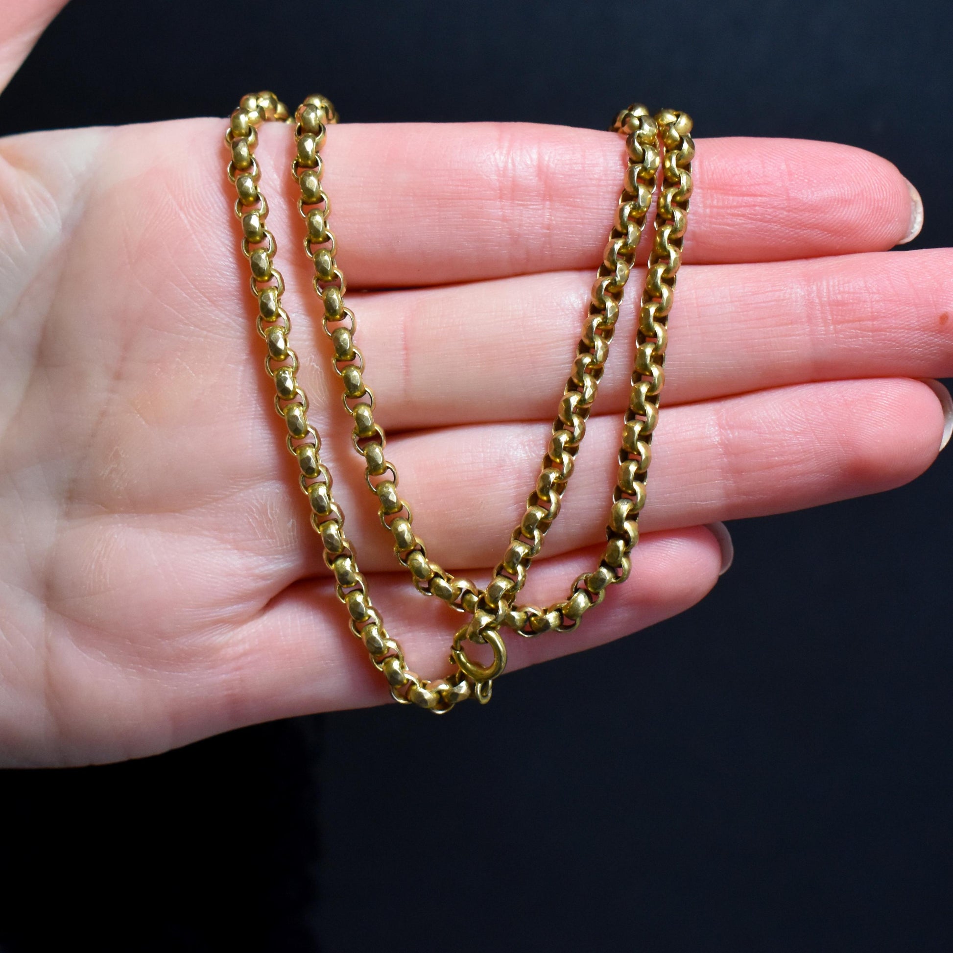 Antique Victorian 9ct Yellow Gold Faceted Chain Necklace | 21"