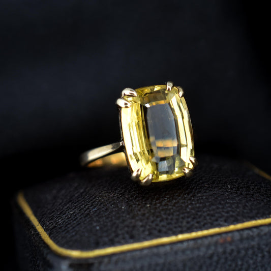 Vintage Natural Citrine 9ct Yellow Gold Cocktail Ring