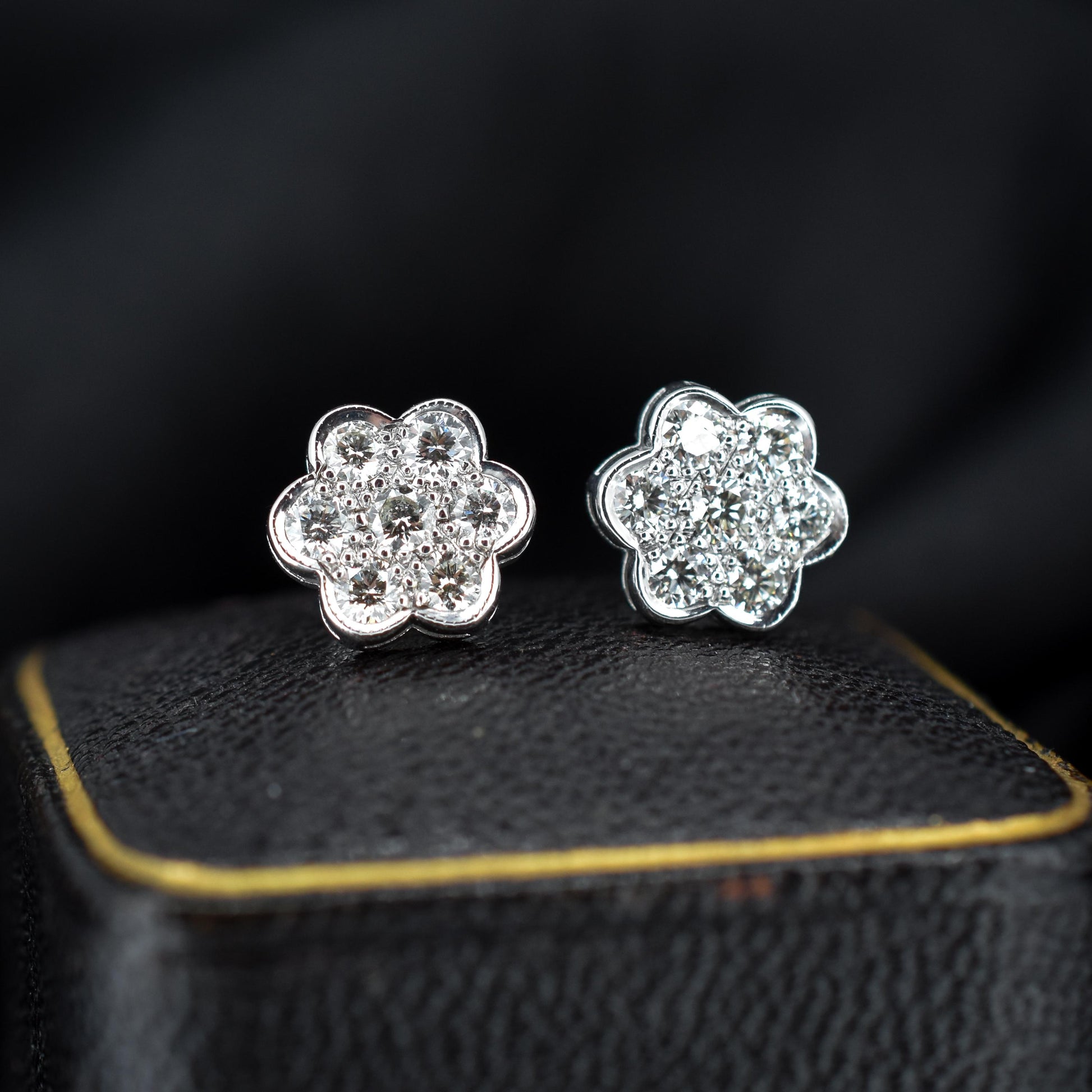 Diamond Daisy 18ct White Gold Flower Cluster Stud Earrings