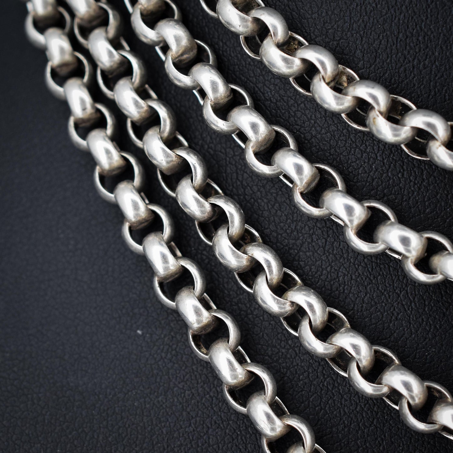 Antique Silver Long Belcher Guard Chain Necklace | 59" Length