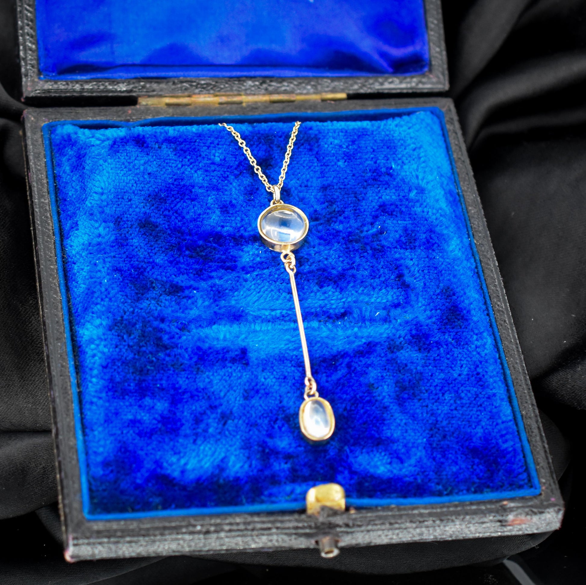 Antique Moonstone Gold Drop Pendant Necklace | 16"