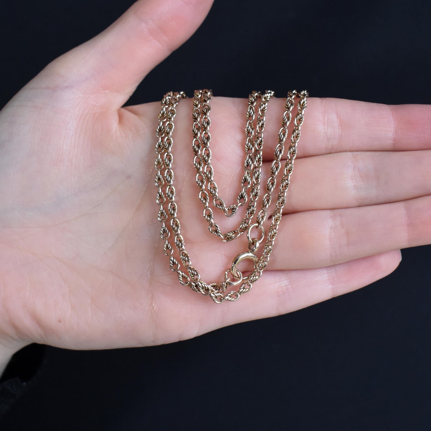 Antique 9ct Gold Fetter Link Chain Necklace 28" Length