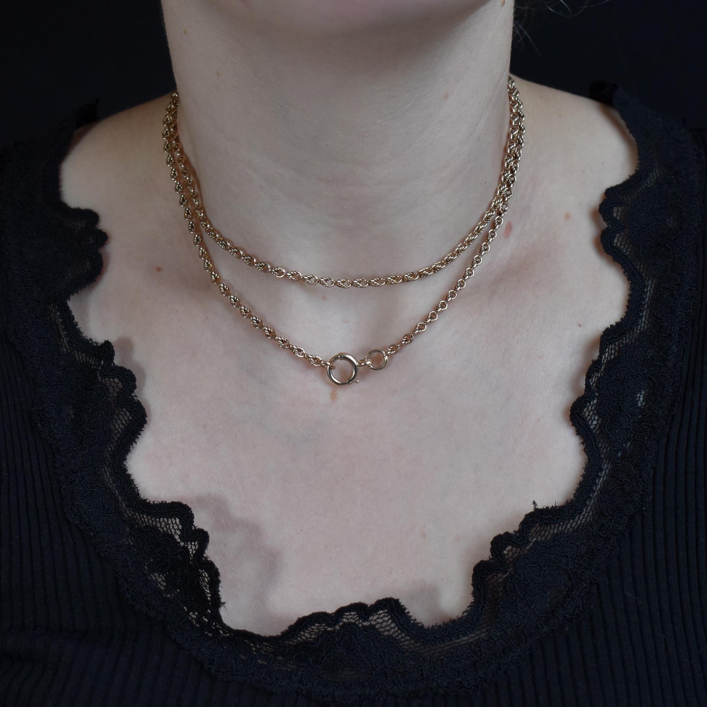 Antique 9ct Gold Fetter Link Chain Necklace 28" Length