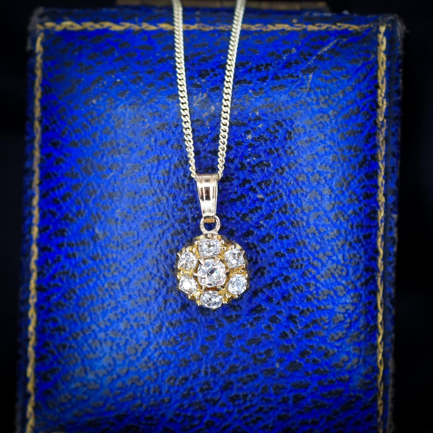 Antique 0.50ct Old Cut Diamond Drop Gold Pendant Necklace | 18" Length