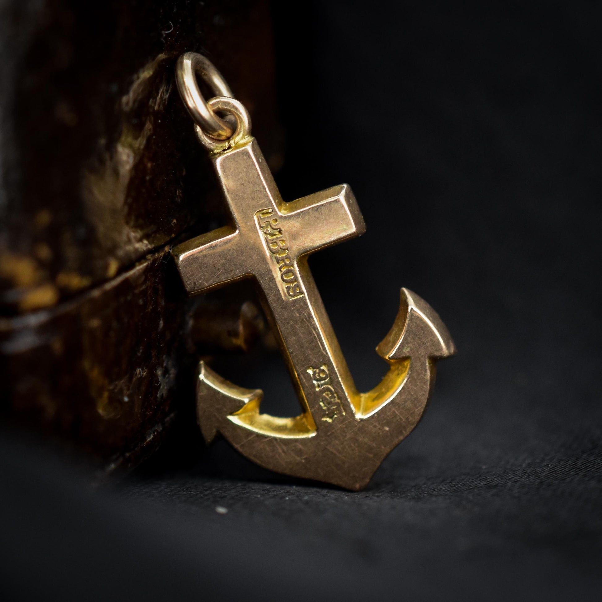 Antique 9ct Gold Anchor Nautical Charm Pendant