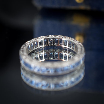 Art Deco Style 1.7ct Ceylon Sapphire Platinum Full Eternity Wedding Band Ring