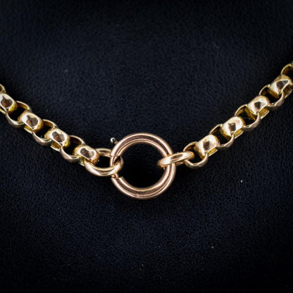 Antique Victorian 9ct Gold Faceted Belcher Guard Muff Chain Necklace | 43" Length with Bolt Ring