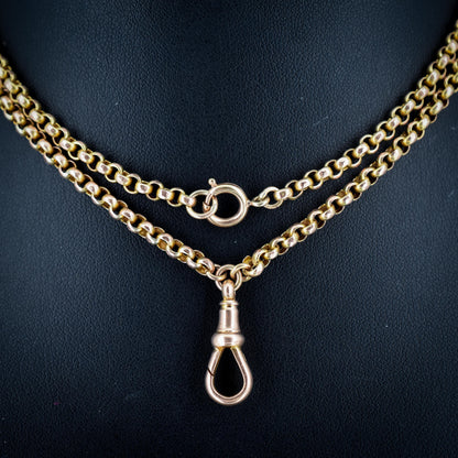 Antique Victorian 9ct Gold Long Chain Necklace 26.5"