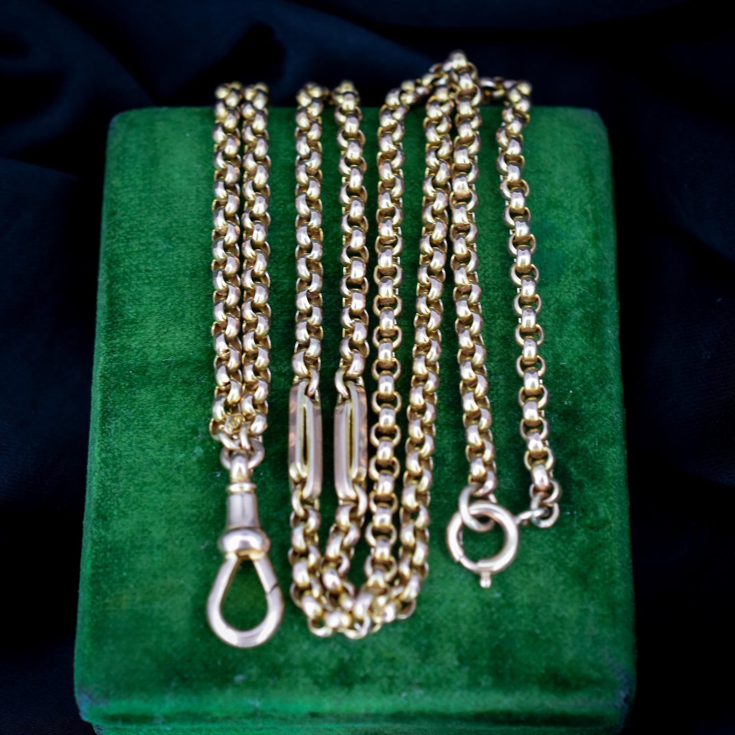 Antique Victorian 9ct Gold Long Chain Necklace 26.5"