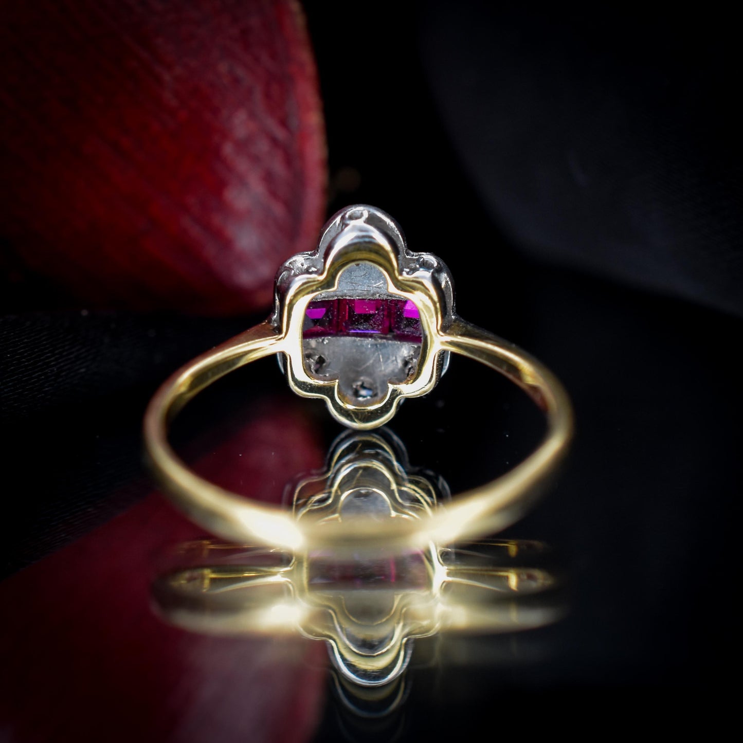 Art Deco Ruby and Diamond 18ct Gold and Platinum Ring