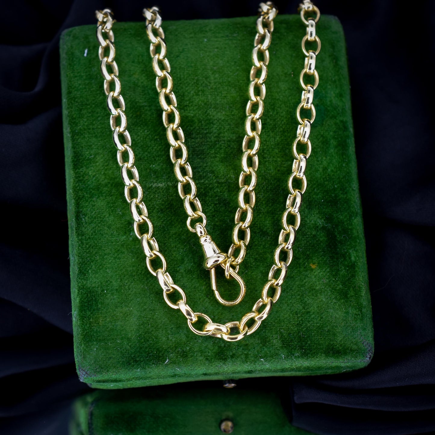 Vintage Belcher Link 9ct Yellow Gold 20.5″ Long Chain Necklace