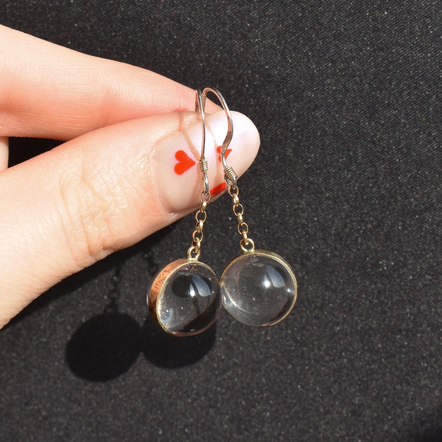 Antique 'Pool of Light' Rock Crystal Silver Orb Earrings