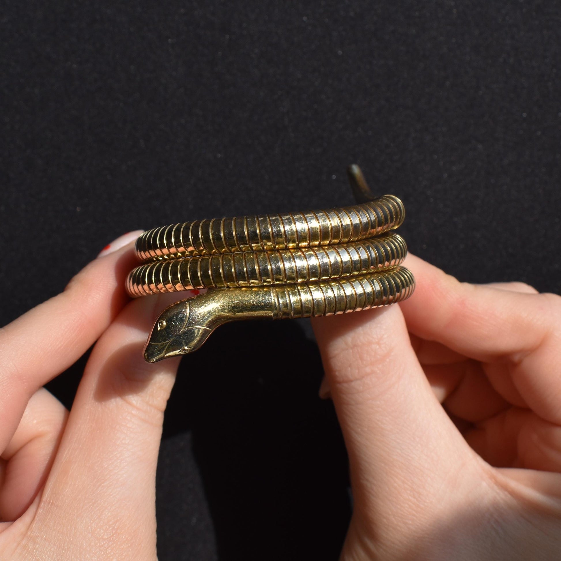 Art Deco Vintage Snake Serpent Wrap Around Coiled Bangle Bracelet