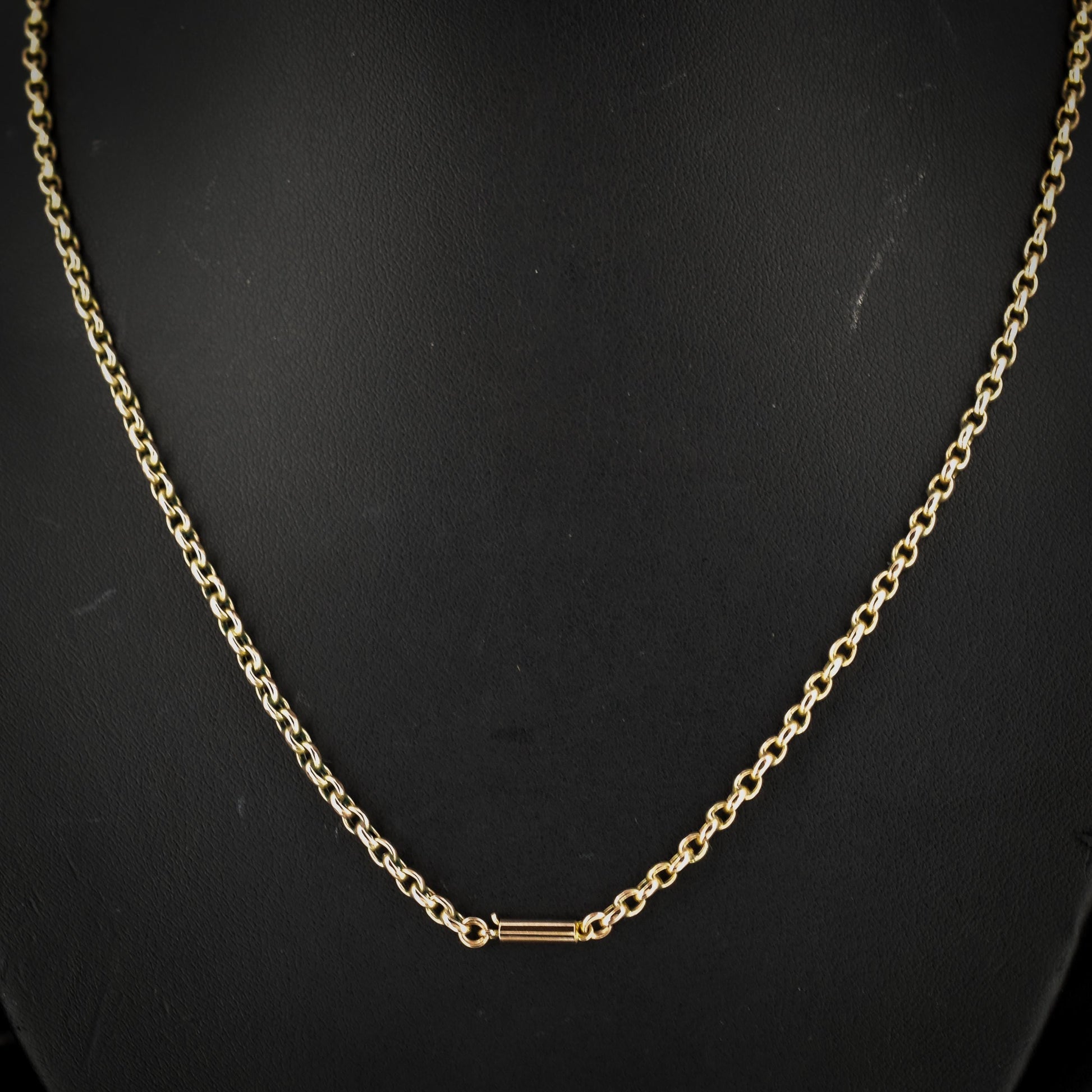 Antique Victorian 9ct Gold Oval Link Chain Necklace with Barrel Clasp | 18.5"