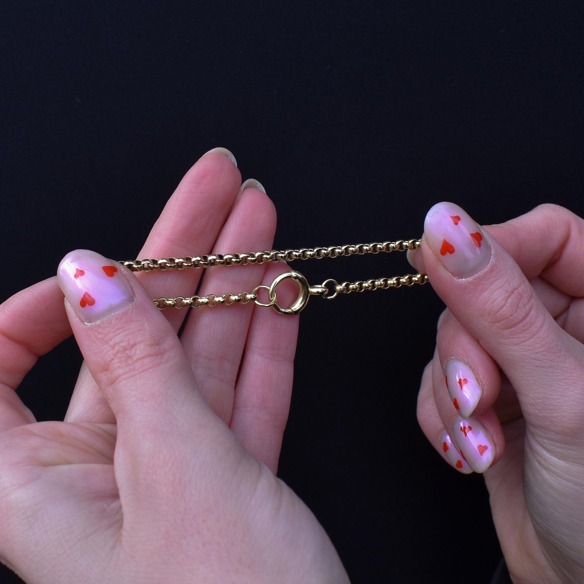 Antique 9ct Yellow Gold Belcher Link Bracelet with Bolt Ring | 8" Length