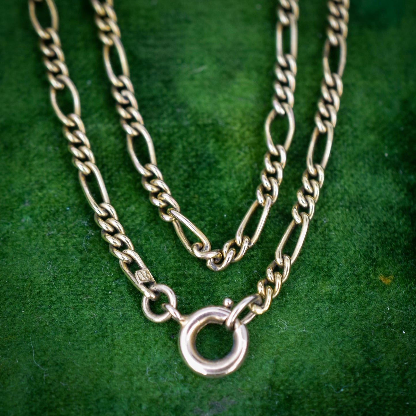 Antique 15ct Yellow Gold Figaro Chain Necklace | 16" Length